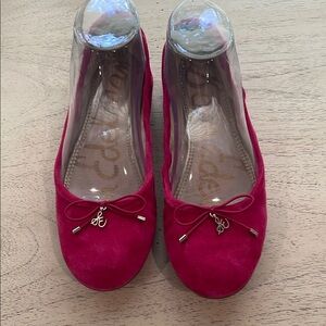 Sam Edelman Pink Suede Ballet Flats with Bow Detail. Size 7.5